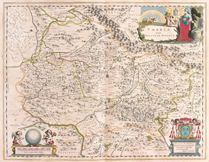 أومبريا، إيطاليا، في كتاب "Theatrum Orbis Terrarum, sive Atlas Novus" لويليم بلاو، أمستردام