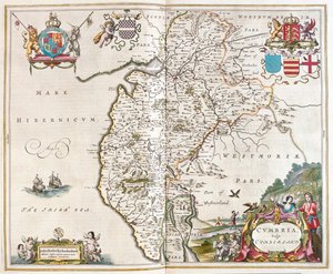 ويستمورلاند - منطقة بحيرة كمبريا، في "Theatrum Orbis Terrarum, sive Atlas Novus" لويليم بلاو، أمستردام بواسطة ويليم بلاو