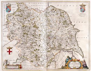 يوركشاير، في كتاب "Theatrum Orbis Terrarum, sive Atlas Novus" لويليم بلاو، أمستردام بواسطة ويليم بلاو