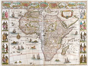 إفريقيا، في كتاب "Theatrum Orbis Terrarum, sive Atlas Novus" لويليم بلاو، أمستردام بواسطة ويليم بلاو
