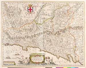 iشرق ريفييرا ليغوريا، إيطاليا، ن "Theatrum Orbis Terrarum, sive Atlas Novus" لويليم بلاو، أمستردام بواسطة ويليم بلاو