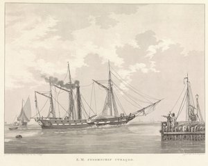 مجداف باخرة على الرصيف Z.M. Steamship Curaçao (العنوان على الجسم)