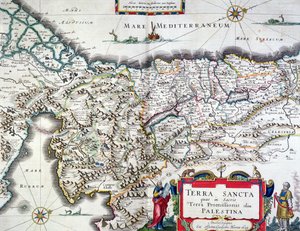 خريطة للأراضي المقدسة ، نشرت في أمستردام ، 1629 (نقش الألوان)
