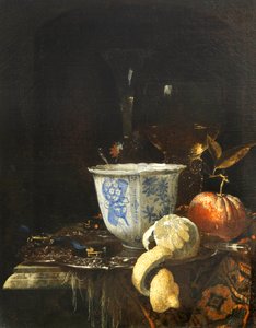 "" حياة ساكنة مع وعاء خزف صيني "لوحة رسمها ويليم كالف (1619-1693) زيت على قماش ، 52.5x41.8 - مؤسسة Fondation Custodia بواسطة فيليم كالف