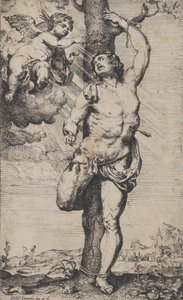 استشهاد القديس سيباستيان مع ملائكة تتوّجه في أعلى اليسار ، كاليفورنيا. 1620-32 .. بواسطة ويليم بانيلز