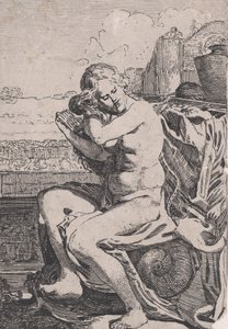 بثشبع تمشيط شعرها ، كاليفورنيا. 1615.