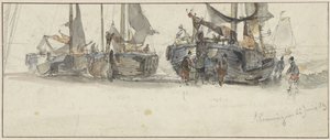 قوارب الصيد على شاطئ Scheveningen بواسطة ويليم رويلوفس (أنا)