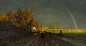 "Arc en ciel" (قوس قزح) Peinture de Willem Roelofs (1822-1897) - 1875 - ألوان زيتية على قماش خافت 96.2x147.7 سم Gemeentemuseum Den Haag (La Haye)