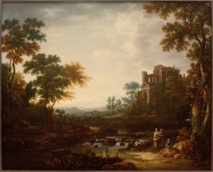 المناظر الطبيعية مع الخرائب وشكل الموظفين بواسطة Willem van Bemmel