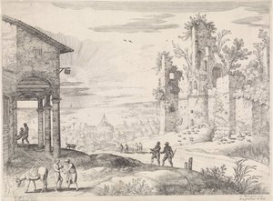 المناظر الطبيعية مع السامري الصالح في النزل المناظر الطبيعية الإيطالية (عنوان المسلسل) بواسطة ويليم فان نيولانت (الثاني)