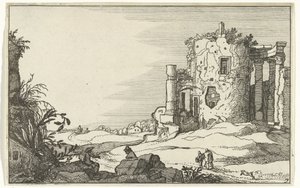 خراب معبد محاط بالأعمدة الآثار الرومانية والمناظر الطبيعية الساحلية (السلسلة 1) (عنوان السلسلة) بواسطة ويليم فان نيولانت (الثاني)