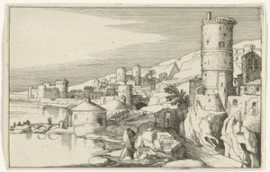 مدينة بها أبراج على الماء الآثار الرومانية والمناظر الطبيعية الساحلية (السلسلة 1) (عنوان السلسلة) بواسطة ويليم فان نيولانت (الثاني)