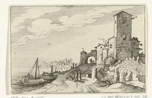 برج وبوابة على الساحل الآثار الرومانية والمناظر الطبيعية الساحلية (السلسلة 1) (عنوان السلسلة) بواسطة ويليم فان نيولانت (الثاني)
