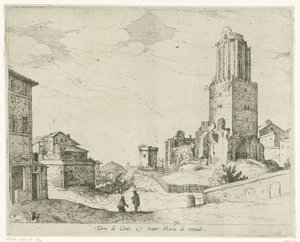 توري ديلي ميليزي والبانثيون توري دي كونتي إي سانتو ماريا دي ريتوند (العنوان على الكائن) مناظر من روما (عنوان المسلسل) بواسطة ويليم فان نيولانت (الثاني)