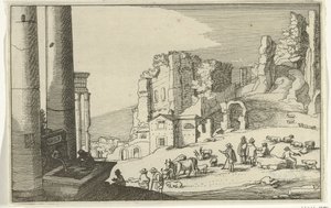 الماشية بين الآثار الرومانية الآثار الرومانية والمناظر الطبيعية الساحلية (السلسلة 1) (عنوان السلسلة) بواسطة ويليم فان نيولانت (الثاني)
