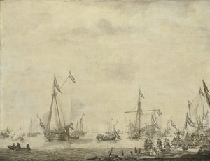 يخت ملكي ويخت حكومي شراع من Moerdijk مع تشارلز الثاني ، ملك إنجلترا ، على متن السفينة ، 1660