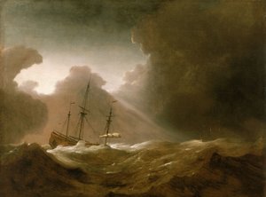 سفينة هولندية تغرق قبل العاصفة، حوالي عام 1690 (زيت على قماش)