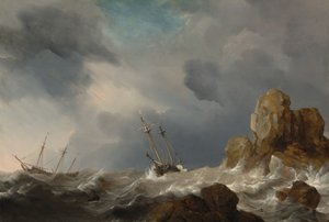 سفن في عاصفة 1660.
