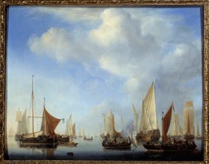 La petite fleet Painting by Willem Van de Velde II le Jeune (1633-1707)