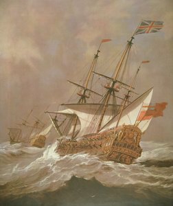The English Ship Resolution in a Gale, c.1680 (oil on canvas)