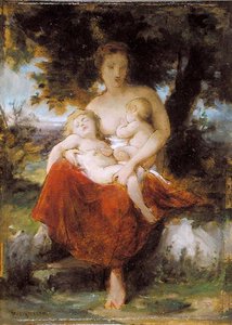 رسم تخطيطي لـ "مؤسسة خيرية" (زيت على ورق موضوع على لوح) بواسطة وليام أدولف بوغيرو