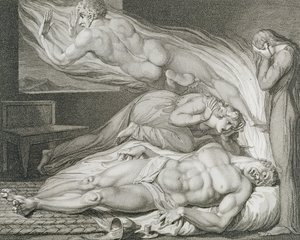 موت الرجل الشرير القوي ، الصفحة 6 ، رسم توضيحي من "القبر ، قصيدة" بقلم ويليام بليك (1757-1827) ، نقشها لويجي شيافونيتي (1765-1810) بواسطة وليام (بعد) بليك