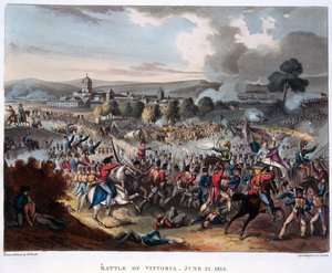 آرثر ويليسلي (1769-1852) اللورد ويلينجتون يدخل سالامانكا ، نقش بواسطة جي سي ستادلر ، نُشر عام 1818 (مائي)