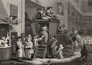 كانتري إن يارد ، نقشها تيموثي إنجلهارت (1803-1879) من "أعمال هوغارث" ، نُشر عام 1833 (ليثو) بواسطة وليام (بعد) هوغارث