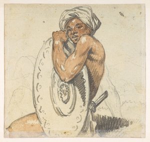 29 ظ الشاب ذو الدرع.  من ألبوم يحتوي على 372 رسمًا للمناظر الطبيعية والسواحل والأزياء والحياة اليومية التي تم صنعها خلال سفارة اللورد ماكارتني إلى إمبراطور الصين ، بين عامي 1792 و 1794 (قلم رصاص وألوان مائية على ورق) بواسطة وليام الكسندر