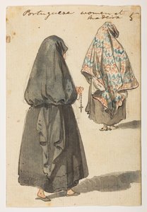 5 نساء بورتوغيز في ماديرا.  من ألبوم يحتوي على 372 رسمًا للمناظر الطبيعية والسواحل والأزياء والحياة اليومية التي تم صنعها خلال سفارة اللورد ماكارتني إلى إمبراطور الصين ، بين عامي 1792 و 1794 (قلم رصاص وألوان مائية على ورق) بواسطة وليام الكسندر