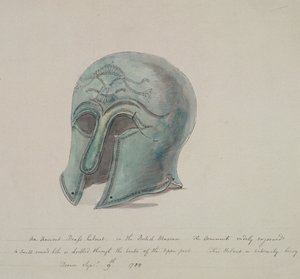 خوذة نحاسية قديمة من المتحف البريطاني ، هولبورن ، لندن ، 1784 بواسطة وليام انجوس