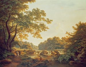 أرقام من هدير على نهر كلودياغ في غابة تشارلفيل ، مقاطعة أوفالي ، 1801 بواسطة وليام أشفورد