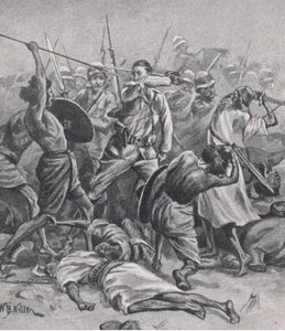 ساحة أبو كليّة ، 17 يناير 1885 ، صورة توضيحية من المعارك البريطانية على البر والبحر ، 1915 بواسطة صوف ويليام بارنز