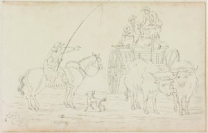 Oxcart حجب الطريق (قلم رصاص على ورق (على ورق M754)) بواسطة وليام بيلبي
