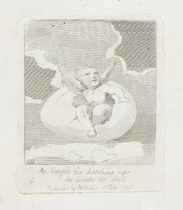 مطولاً في تفقيس الناضج يكسر القشرة ، اللوحة 8 من &39;For Children. أبواب الجنة ، 1793 بواسطة وليام بليك