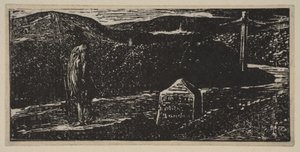 رحلة Colinets: Milestone بمناسبة أميال LXII إلى لندن ، من Thorntons Pastorals of V ... ، 1821. بواسطة وليام بليك