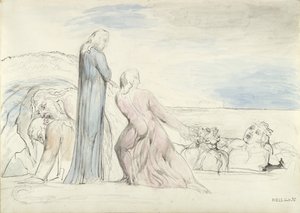 دانتي يقبض على الخائن بوكا من شعره، رسم توضيحي للكوميديا الإلهية لدانتي أليغييري بواسطة وليام بليك