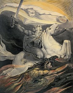 الموت على حصان شاحب ، حوالي 1800 (بالحبر والألوان المائية) بواسطة وليام بليك