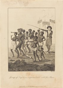 مجموعة من السود ، كما تم استيرادها لبيعها للعبيد ، 1793. بواسطة وليام بليك
