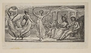 Menalcus مشاهدة رقص النساء ، من Thornton's Pastorals of Virgil ، 1821. بواسطة وليام بليك
