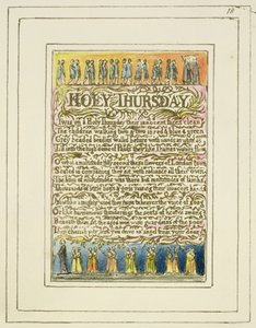 P.124-1950.pt18 الخميس المقدس: اللوحة 18 من أغاني البراءة والخبرة (نسخة R) c.1802-08 (النقش والحبر والمرحاض) بواسطة وليام بليك