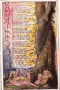ص.124-1950.pt37 العثور على الفتاة الصغيرة (تابع): اللوحة 37 من "أغاني البراءة والخبرة" (نسخة R) ج 1802-08 (حفر وحبر وألوان مائية) بواسطة وليام بليك