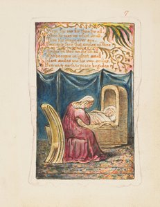 أغاني البراءة والخبرة: Cradle Song اللوحة الثانية: بكى بالنسبة لي ... ، كاليفورنيا. 1825. بواسطة وليام بليك