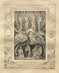 كتاب العمل: رر. 14 ، عندما غنى النجوم في الصباح ، وجميع أبناء الله ... ، 1825. بواسطة وليام بليك