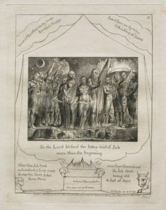 كتاب العمل: رر. 21 ، لذلك بارك الرب النهاية الأخيرة من أيوب أكثر من عام 1825. بواسطة وليام بليك