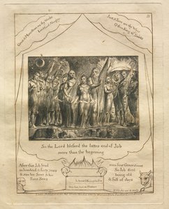كتاب العمل: رر. 21 ، لذلك بارك الرب النهاية الأخيرة من أيوب أكثر من البداية ، 1825. بواسطة وليام بليك