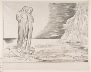 دائرة الخونة: Dantes Foot Striking Bocca degli Abbate ، من Dantes Infe ...، ca. 1825-27. بواسطة وليام بليك