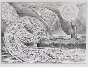 "The Circle of the Lustful" ، رسوم توضيحية للكوميديا الإلهية لدانتي بواسطة وليام بليك