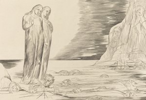 دائرة الخونة ، قدم دانتي المذهلة بوكا ديجلي أباتي ، 1827. بواسطة وليام بليك