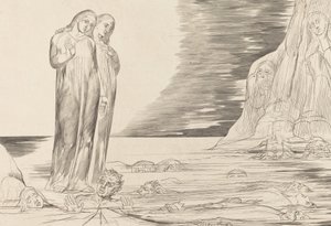 دائرة الخونة ، قدم دانتي المذهلة بوكا ديجلي أباتي ، 1827. بواسطة وليام بليك
